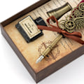 Miniatyrbilde 2 av 5: Fjærpenn forsegling voks stempel sett retro europeisk stil rustfritt stål fjærpenn og blekksett vinrød