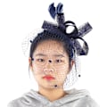 Miniatyrbilde 5 av 8: Bryllup Kvinner Nett Mesh Brud Slør Hatter Brud Fascinator Hodeplagg Hår Tilbehør(Marineblå)