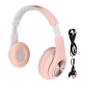 Miniatyrbilde 1 av 8: Bluetooth-headset med støyreduksjon, sammenleggbare trådløse hodetelefoner over øret med fargerikt lys for telefon, bærbar PC, rosa