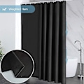 Miniatyrbillede 2 af 5: Ekstra bred mørkegrå bruseforhæng - 240x180 cm, vandtæt, skimmelresistent, polyesterstof, inklusive 16 kroge