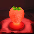 Miniatyrbillede 1 af 5: Jordbær Natlampe, Sød Silikone Natlampe, Børne Natlampe, LED Natlampe, USB Genopladelig, 3 Tilstande Touch Kontrol (Rød)_SZXM