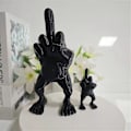 Miniatyrbilde 3 av 5: Interessant Særpreget Langfingerstatue, Hjemmeinnredning Fingerfigur Med Ben, Morsom Langfinger Skrivebordspynt -JRSZ Liten Svart