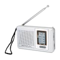 Miniatyrbild 5 av 8: AM FM-radio Batteridriven Inbyggd högtalare Bärbar fickradio för utomhusresor Silvergrå