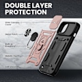 Miniatyrbilde 5 av 5: Kompatibelt iPhone 13 Pro Max 6.7 Tommer 2021 Deksel, Stativdeksel med Skyvbart Kameradeksel, Innebygd 360 Svingbar Ringholder Magnetisk Deksel, Rød