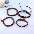 Miniatyrbild 4 av 7: DIY vävd 4-delad set justerbart äkta läderarmband kombination läderarmband