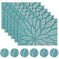 Pikkukuva 1 / 5: Pöytätabletit Teal, 6 kpl - Kudottu vinyylinen ruokapöydän tabletti, lämmönkestävä, liukumaton, pestävä, helposti pyyhittävä, kotiin ja keittiöön (6 tablettia)(B