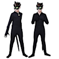 Pikkukuva 2 / 4: Musta Kissa Lasten Cosplay-asu Naamion, Korvien ja Hännän Kera 130(125-135CM)