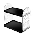 Miniatyrbilde 1 av 8: 2-etasjes skrivebordsarrangør Dobbeltlags oppbevaringsstativ Transparent skrivebordsstativholder for stasjonær kosmetikk Transparent svart