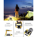 Miniatyrbillede 3 af 5: LED Genopladelig 80W, 51 LED Perler 6000 Lumen Udendørs LED Projektør, 4 Tilstande Vandtæt LED Projektør Byggeplads Til Strømafbrydelse, Te