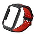 Miniatyrbillede 6 af 8: Åndbar silikone urrem med beskyttende kofangerkasse Tilbehør Passer til Mi Band 7 Pro Sort rød og sort urkasse