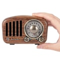 Miniatyrbillede 1 af 5: Bærbar Radio Lille, Træ FM Radio Retro Bluetooth Højttaler, Transistorradio Genopladelig med SD MP3, understøtter AUX Funktion, 270 Stort Kompas Tunin