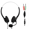 Miniatyrbillede 6 af 8: Binauralt headset til stationær computer med ledning, mikrofon og fleksibel, roterbar PU-læder