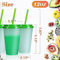Miniatyrbilde 3 av 5: Fargeskiftende kopper med sugerør og lokk: 355 ml kalde drikkekopper for barn, 10 stk. gjenbrukbare plastkrus i bulk