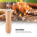 Miniatyrbillede 6 af 8: 4 stk. grillspyd i rustfrit stål med træhåndtag til grill, kød, frugt og majsholdere