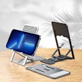 Miniatyrbillede 1 af 5: Bærbar Foldbar Telefonholder 3 Dele Justerbar Aluminium Skrivebords Holder Metal Mobiltelefon Stativ