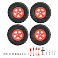 Miniatyrbilde 1 av 8: 4 stk. RC-hjul og dekk for RC Short Course Truck-dekk for Traxxas SLASH 1/10 RC-bil, rød