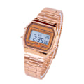 Miniatyrbillede 5 af 6: Digital LED-baggrundslys Elektronisk ur med rem i rustfrit stål Rektangelarmbåndsur (roseguld) Rose Gold