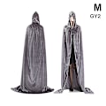 Miniatyrbillede 1 af 4: Middelalderlig Vampyr Fløjls Kappe - Halloween Kostume M Grå