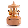 Miniatyrbillede 1 af 5: Musikboks Træ Merry-Go-Round Hest Musikboks Drej Hest Formet Træhåndværk Fødselsdagsgaver Boligindretning