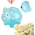 Miniatyrbild 1 av 4: Spargris Transparenta Pengaburkar Godisburk blå