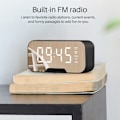 Miniatyrbild 5 av 8: Sängbords Bluetooth-spegelyta LED-väckarklocka Högtalare FM-radio Trådlös digital väckarklocka för sovrumskontor Resor
