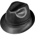 Miniatyrbillede 2 af 4: Trilby hat i sort syntetisk læder til mænd