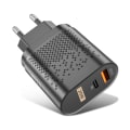 Miniatyrbilde 1 av 8: QC3.0 PD hurtiglader 20W dobbel port QC3.0 USB PD ladehodeadapter for IOS 13 12 svart EU-standard