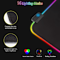 Miniatyrbillede 2 af 5: RGB Gaming Musemåtte XXL (800 x 300 mm), 7 LED-lyseffekter, vandtæt, skridsikker, slidstærk til Gamer, Computer, PC