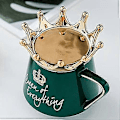 Miniatyrbillede 3 af 5: Queen of Everything Krus, Keramisk Kunst Krus med Krone Låg og Ske, Keramisk Kaffekop Gave til Ven Lærer Kæreste Hustru