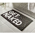 Miniatyrbild 1 av 4: Halkfri Badrumsmatta i Svart & Vitt - Vattenabsorberande Badrumsmatta med Get Naked-text - Supermjuk