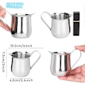 Miniatyrbillede 2 af 5: 1 stk. 150 ml Rustfrit Stål Lille Klokkeformet Mælkeskumningskande Flødekande Mælkekande til Cappuccino Espresso Kaffe (150 ml)