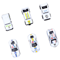 Pikkukuva 4 / 8: 6 kpl poliisiautoleluja 1:64 mittakaavassa Premium-seos Kestävä Pieni kannettava Hieno muotoilu Elävät värit Die-cast-autot