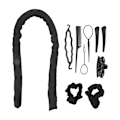 Miniatyrbillede 1 af 8: 10 stk varmefri krøllestang pandebånd Clips Kam Pull Hårnål Bomuld DIY Curls Roller til Sove Sort