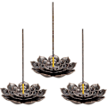 Pikkukuva 1 / 5: Lotus- suitsukkeenpidin sarja - Retro messinki Lotus-tikku ja kartio poltin tuhkakuppi - 3 kappaletta