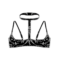 Miniatyrbillede 4 af 5: Sexet Wet Look Laklæder Lingerie Halter Top med Justerbare Spaghetti Stropper og Åbne Kopper S Sort