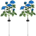 Miniatyrbillede 1 af 5: Solcelle Havelamper, 2 Pak LED Rose Blomst Have Dekorativ Pæl Lamper med 10 Roser