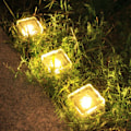 Miniatyrbillede 6 af 8: Solcelled Jordlampe Isblok Form Automatisk Lysstyring Afbryder Vandtæt Udendørs Landskabslampe med Batteri Varm Hvid