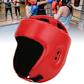 Miniatyrbillede 5 af 8: Boksehjelm PU Læder Justerbar Hovedbeskytter Sanda Kickboxing Træningsforsvar Rød Stor Størrelse