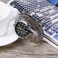 Miniatyrbilde 3 av 8: Menn mannlig analog klokke i rustfritt stål armbåndslegering armbåndsur (svart)