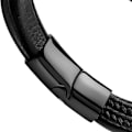 Miniatyrbillede 8 af 8: Multi Strand PU Armbånd i Rustfrit Stål med Magnetisk Spænde - Simpelt og Moderigtigt Armbåndssmykke i Sort
