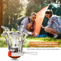 Miniatyrbilde 7 av 8: Outdoor Mini Camping 304 rustfritt stål komfyr integrert elektronisk lighter brenner