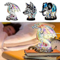Miniatyrbilde 5 av 5: Dyrebordslampe Serie Farget Glass Nattlampe Retro Skrivebordslamper katter