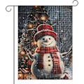 Miniatyrbillede 2 af 4: Glædelig Jul Haveflag, Dobbeltsidet 30*45cm/18*12in Vinter Havepynt (Snemand)
