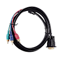 Miniatyrbillede 1 af 5: 1.5M 4.9Ft VGA 15 Pin Han til 3 RGB Han Video Kabel Adapter Sort-B10