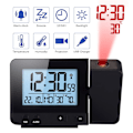 Miniatyrbild 2 av 5: LED-projektionsväckarklocka med bakgrundsbelysning - Batteridriven (Svart)