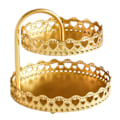 Miniatyrbillede 1 af 8: Dobbelt lag kagefad dekorativ kobber guld kiks dessert display fad til bryllup kærlighed hjerte