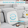 Miniatyrbild 3 av 5: Jianyana Universal Jacquard L-formad Elastisk Soffsittsdyna Överdrag, Slitstarkt Möbelskydd för Dynor på Schäslongsoffa M Ryggskydd