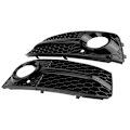 Miniatyrbillede 1 af 8: 2 stk. til RS4 Style Blanke Sorte Frontkofanger Tåge Lygte Gitre til Audi A4 B8 2009-2012