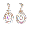 Miniatyrbilde 1 av 8: Vanndråpe Rhinestone Hengeøredobber Elegant Legering Glitrende Rhinestone Dangle Øredobber for Bryllup Hvit AB Midtre KC Gull