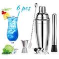 Miniatyrbillede 2 af 8: 6 stk. Bartender Kit Rustfrit Cocktail Shaker Blandingsstang Bar Værktøjssæt til Drik